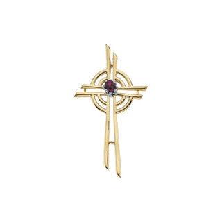 14K Yellow Natural Ruby Cross Pendant   