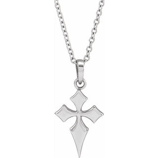 Platinum 18.3x9 mm Cross 16-18" Necklace