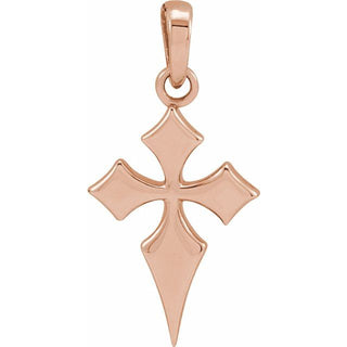 14K Rose 18.3x9 mm Cross Pendant