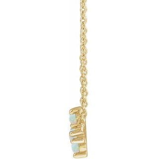 14K Yellow Natural White Opal Sideways Cross 18" Necklace