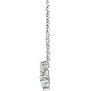 Platinum Natural White Opal Sideways Cross 18" Necklace