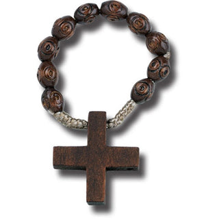 Dark Brown Wood Rosary Ring 25-Pack