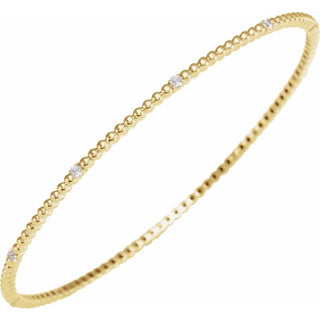 14K Yellow 1/3 CTW Natural Diamond Beaded Bangle 7 3/4" Bracelet