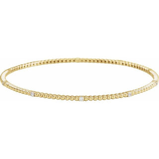 14K Yellow 1/3 CTW Natural Diamond Beaded Bangle 7 3/4" Bracelet