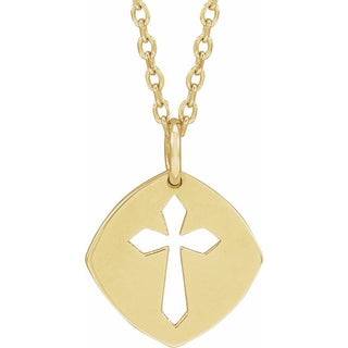 14K Yellow 12.75x9.99 mm Pierced Cross 16-18" Necklace