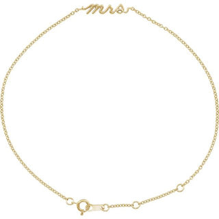 14K Yellow Script Mrs 6 1/2-7 1/2" Bracelet