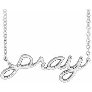 Platinum 23.1x7.37 mm Pray 18" Necklace
