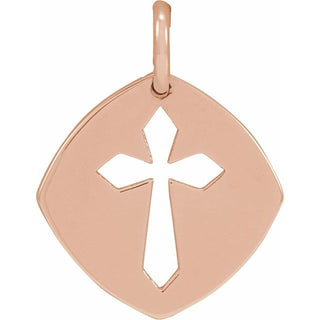 14K Rose 12.75x9.99 mm Pierced Cross Pendant