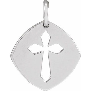 14K White 12.75x9.99 mm Pierced Cross Pendant