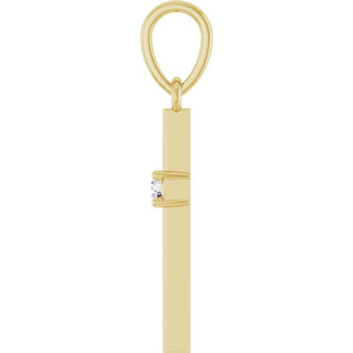 14K Yellow .03 CT Natural Diamond Cross Pendant