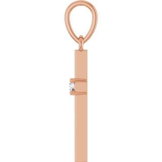 14K Rose .03 CT Natural Diamond Cross Pendant