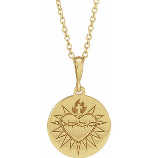 14K Yellow Sacred Heart 16-18" Necklace