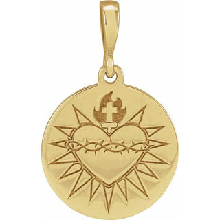 14K Yellow 19.42x12 mm Sacred Heart Pendant