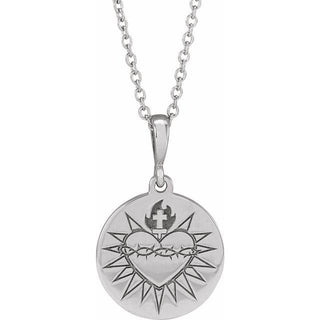 Sterling Silver Sacred Heart 16-18" Necklace