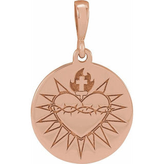 14K Rose 19.42x12 mm Sacred Heart Pendant