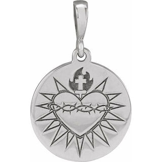 14K White 19.42x12 mm Sacred Heart Pendant