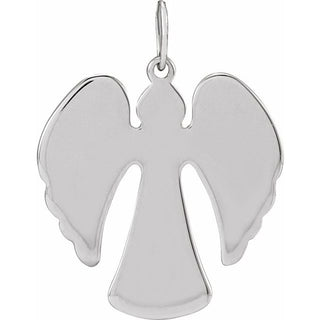 14K White 16.74x11.58 mm Angel Pendant