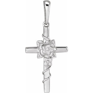 Platinum Floral Cross Pendant