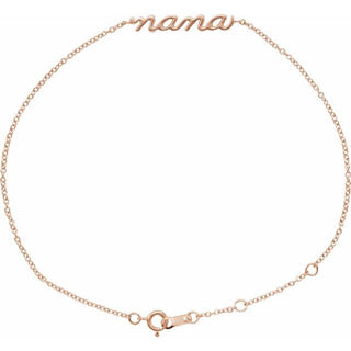 14K Rose Lowercase Script Nana Bracelet