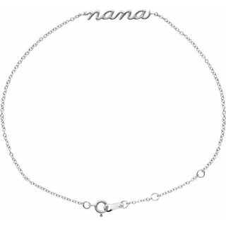 14K White Lowercase Script Nana Bracelet