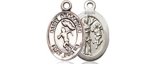 Sterling Silver Saint Sebastian Track and Field Medal Religious and Catholic Jewelry