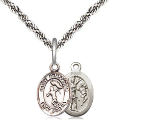 Sterling Silver Saint Sebastian Track and Field Medal Religious and Catholic Jewelry