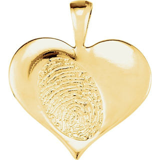 14K Yellow Heartprint Rose Pendant