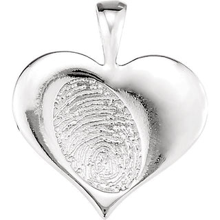 14K White Heartprint Rose Pendant