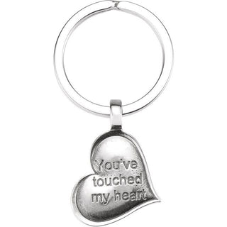 Sterling Silver Heartprint You Touched My Heart Keyring