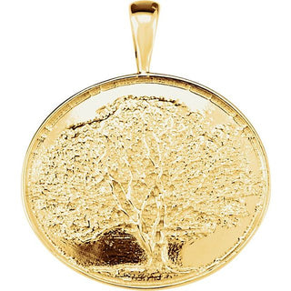 14K Yellow Heartprint Oak Tree Pendant