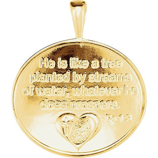 14K Yellow Heartprint Oak Tree Pendant