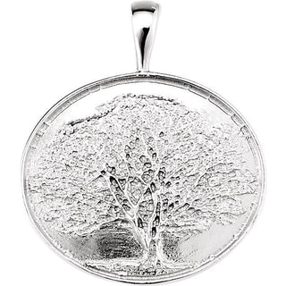 14K White Heartprint Oak Tree Pendant
