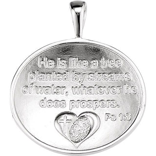 14K White Heartprint Oak Tree Pendant
