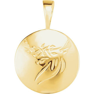 14K Yellow Heartprint Jesus Pendant