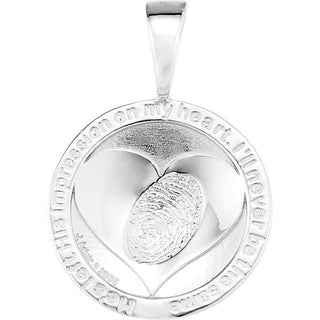 14K White Heartprint Jesus Pendant