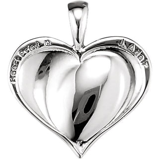 14K White 18.2x17.3 mm Medium Heartprint Pendant