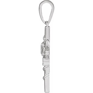 Platinum Floral Cross Pendant