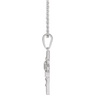 Platinum Floral Cross 16-18" Necklace