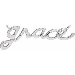 10K White 20.94x7.43 mm Lowercase Script Grace Necklace Center
