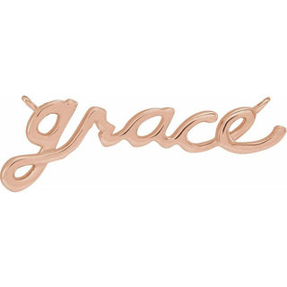 10K Rose 20.94x7.43 mm Lowercase Script Grace Necklace Center