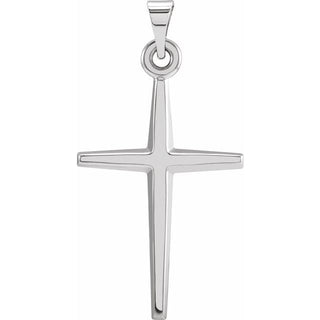 14K White 27.8x15 mm Cross Pendant