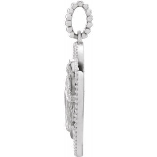 Sterling Silver White Enamel Miraculous Medal Pendant