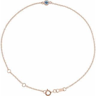 14K Rose Natural Aquamarine Bezel-Set Solitaire 6 1/2-7 1/2" Bracelet