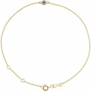 14K Yellow Natural Aquamarine Bezel-Set Solitaire 6 1/2-7 1/2" Bracelet