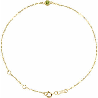 14K Yellow Natural Peridot Bezel-Set Solitaire 6 1/2-7 1/2" Bracelet