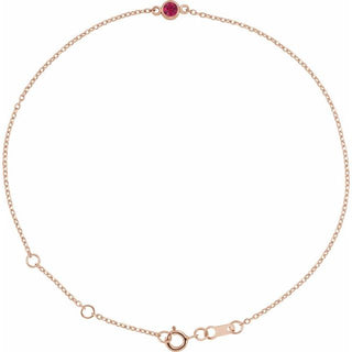 14K Rose Natural Ruby Bezel-Set Solitaire 6 1/2-7 1/2" Bracelet