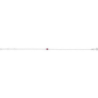 14K White Natural Ruby Bezel-Set Solitaire 6 1/2-7 1/2" Bracelet