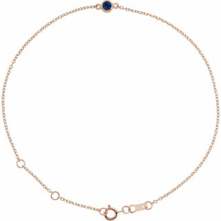 14K Rose Natural Blue Sapphire Bezel-Set Solitaire 6 1/2-7 1/2" Bracelet