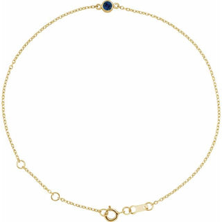 14K Yellow Natural Blue Sapphire Bezel-Set Solitaire 6 1/2-7 1/2" Bracelet