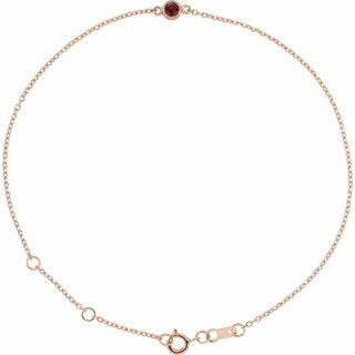 14K Rose Natural Mozambique Garnet Bezel-Set Solitaire 6 1/2-7 1/2" Bracelet
